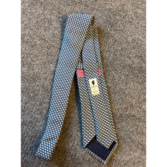 Vineyard Vines Navy Printed Whale Silk Tie – Preowned - Picture 3 of 8